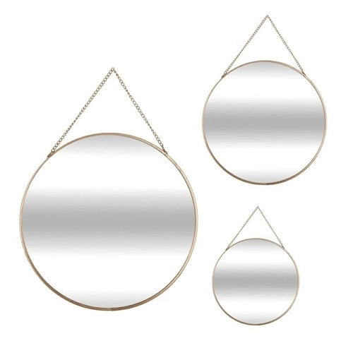Zestaw 3 okrągłych luster wiszących Leny w złotej ramie do przedpokoju Atmosphera