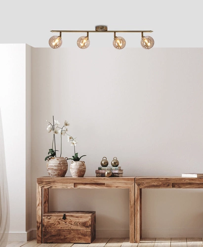 Lampa sufitowa Rodia nowoczesna patynowa 4-punktowa do salonu i sypialni szklana