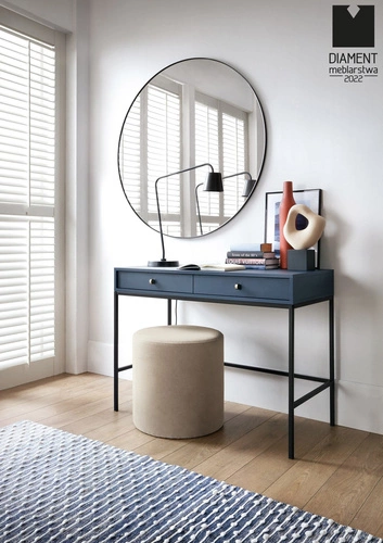 Nowoczesna toaletka Evora granatowa z szufladami do sypialni glamour 104 cm Intesi