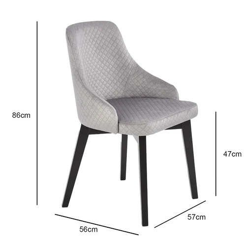 Krzesło tapicerowane welurowe Albe Intesi szare z podłokietnikami do jadalni i salonu