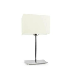 Lampka nocna do sypialni nowoczesna AMALFI LYSNE z abażurem ecru i chromowaną podstawą