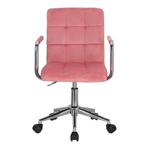 Fotel biurowy ergonomiczny Cosmo Arm różowy velvet z podłokietnikami do nauki i pracy