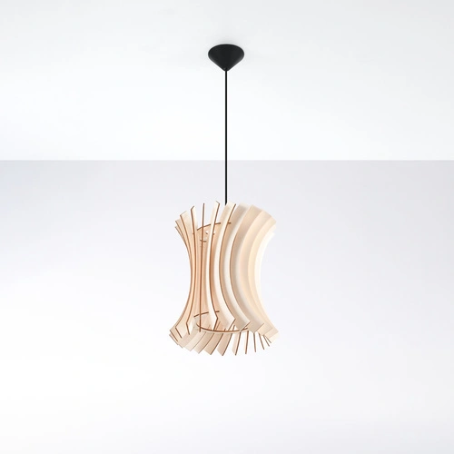 Lampa wisząca drewniana Oriana naturalna do salonu i jadalni nad stół Sollux 30 cm