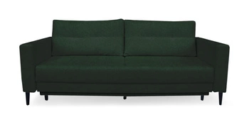 Sofa rozkładana 3 osobowa Lara z funkcją spania do salonu zielona welurowa z pojemnikiem