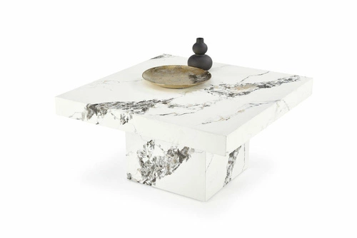Liton nowoczesny stolik kawowy kwadratowy biały marmur glamour do salonu 80x80 cm