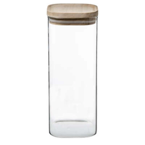 Zestaw 3 pojemników z drewnianymi pokrywkami