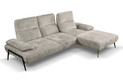 Narożnik do salonu Rasmus nowoczesny prawy z regulacją oparcia szary jasny Intesi