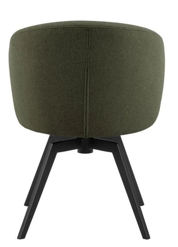 Krzesło do jadalni Darlene Actona zielone tapicerowane obrotowe nowoczesne na czarnych nogach