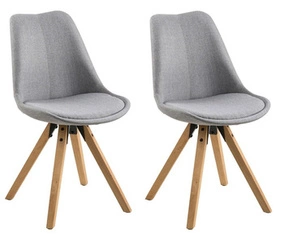 Zestaw 2 krzeseł tapicerowanych Dima Actona skandynawskie do jadalni szare drewniane