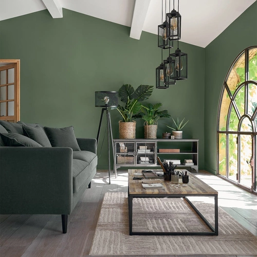 Sofa trzyosobowa Candice aksamitna zielona ciemna hydrofobowa do salonu nowoczesna Atmosphera