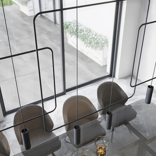 Lampa wisząca RANA 1 czarna nowoczesna do salonu i jadalni nad stół metalowa 175 cm