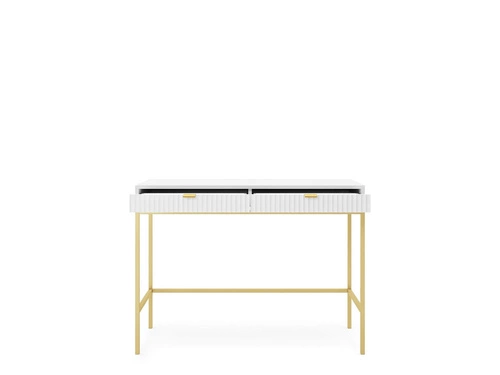 Toaletka Delicious biała z szufladami nowoczesna do sypialni na złotych nogach Intesi