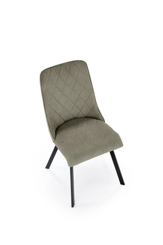 Krzesło tapicerowane Fenri oliwkowe do jadalni i salonu nowoczesne na czarnych nogach Intesi