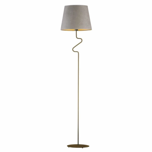 Lampa podłogowa FOGO GOLD szara welurowa nowoczesna do salonu glamour z abażurem Lysne
