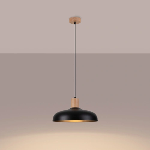 Lampa wisząca INDY czarna skandynawska do salonu i nad stół 38 cm SOLLUX LIGHTING
