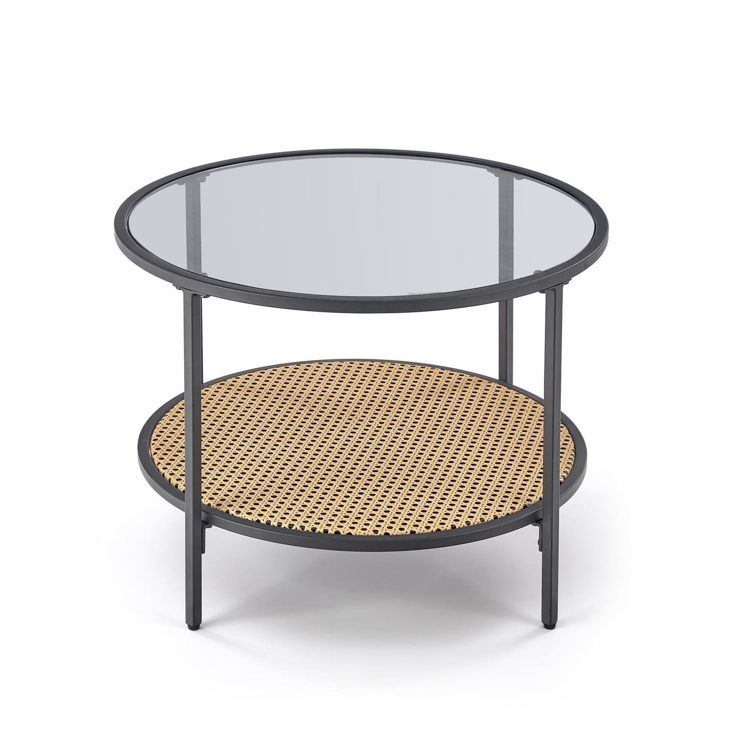 Stolik kawowy Bahama okrągły szklany dymiony loftowy 60 cm do salonu Intesi