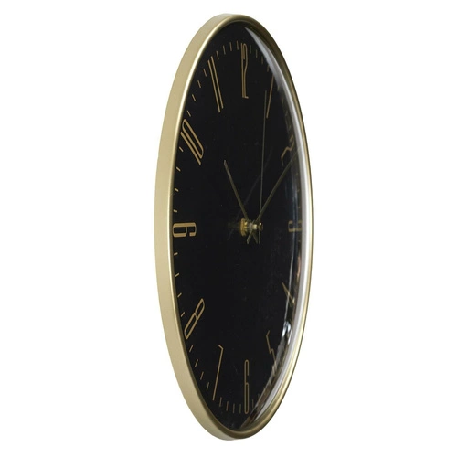 Zegar ścienny glamour Luce czarno-złoty 30 cm cichy mechanizm nowoczesny do salonu Intesi