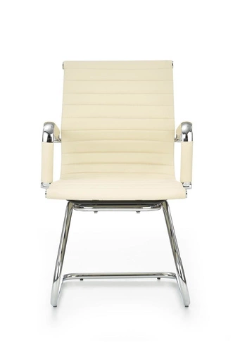 Krzesło biurowe Skid Intesi tapicerowane ekoskóra kremowe z podłokietnikami nowoczesne