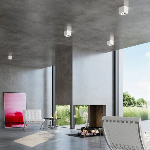 Plafon sufitowy nowoczesny BLAKE biały kwadratowy do kuchni i salonu Sollux 12x12 cm