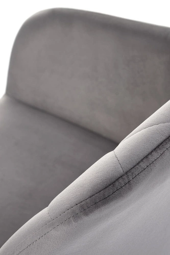 Krzesło obrotowe Cretas Velvet Intesi szare tapicerowane do jadalni i salonu z podłokietnikami