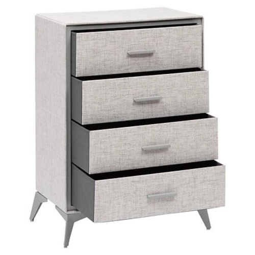 Komoda Granite szara z 4 szufladami na nóżkach nowoczesna do salonu i sypialni 64 cm 5five