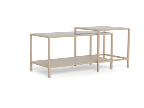 Seaford zestaw 2 stolików kawowych kwadratowych loft beżowy do salonu