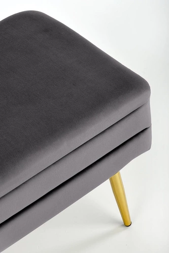 Ławka tapicerowana Vanel ze schowkiem szara welurowa glamour do przedpokoju i sypialni