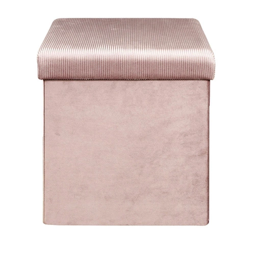 Pufa welurowa ze schowkiem Intesi Vels różowa glamour do salonu 38x38 cm składana
