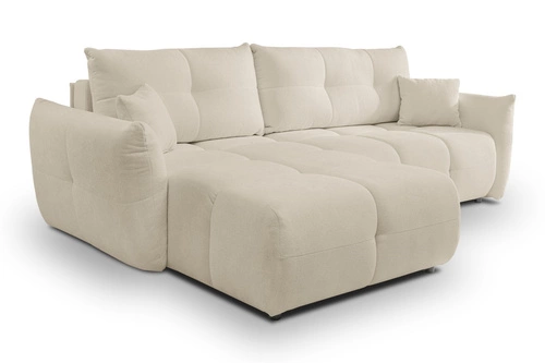 Narożnik z funkcją spania lewy beżowy Bode do salonu z pojemnikiem nowoczesny Intesi