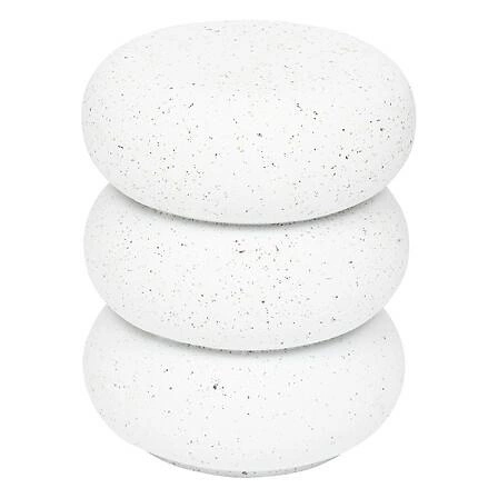 Atmosphera Stonento biały stolik pomocniczy okrągły do salonu w stylu japandi 35x35 cm