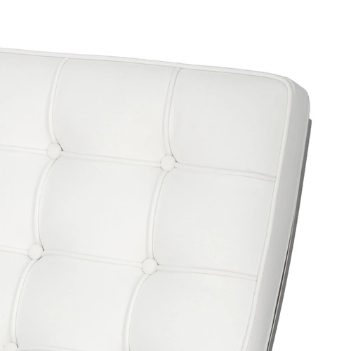 Fotel wypoczynkowy BA1 inspirowany Barcelona do salonu biały ekoskóra nowoczesny glamour