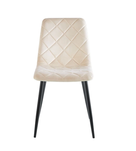 Krzesło do jadalni Solito Intesi beżowe tapicerowane welur nowoczesne z czarnymi nogami