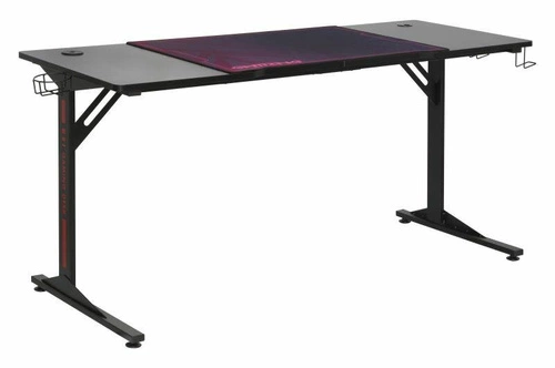 Biurko gamingowe czarne Vander Intesi nowoczesne do pracy z uchwytem na napój i akcesoria 160x60 cm