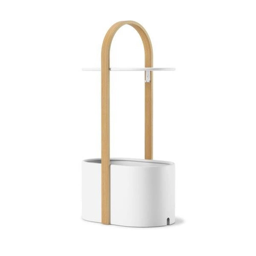 Stolik kawowy Bellwood Umbra biały owalny nowoczesny z rączką i schowkiem do salonu