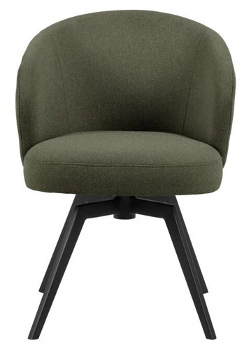 Krzesło do jadalni Darlene Actona zielone tapicerowane obrotowe nowoczesne na czarnych nogach