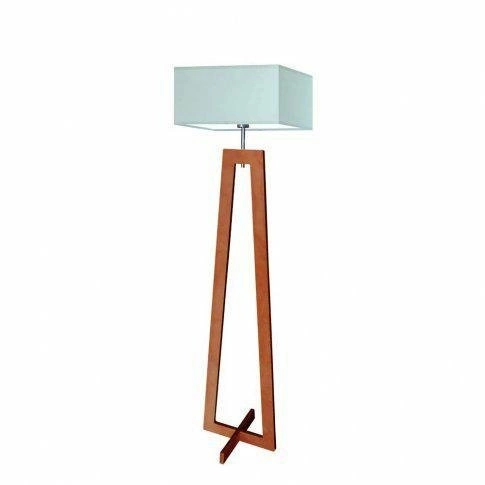 Lampa stojąca do salonu JAWA Lysne nowoczesna drewniana z miętowym abażurem 138 cm