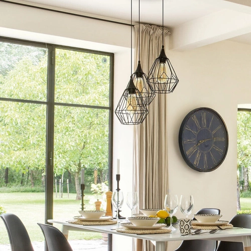 Lampa wisząca Kaore 3 czarna metalowa do salonu i kuchni 3-punktowa Atmosphera