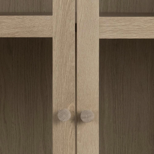 Nowoczesna witryna na książki do salonu Aston dąb bielony przeszklona z szufladą 80 cm