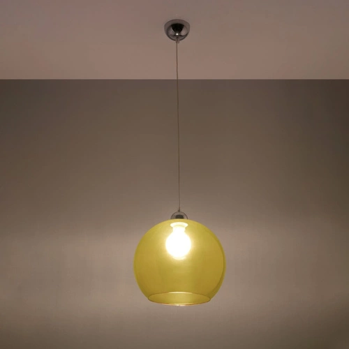 Lampa wisząca kula BALL żółta nowoczesna do salonu, kuchni, jadalni lub nad wyspę
