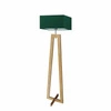Lampa stojąca do salonu JAWA zielona z abażurem i dębowym stelażem skandynawska Lysne