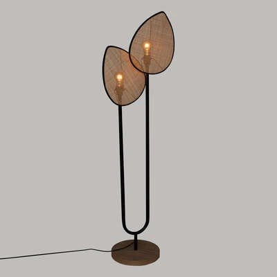 Lampa stojąca do salonu Olme Atmosphera boho rattanowa czarna 143 cm lampy podłogowe