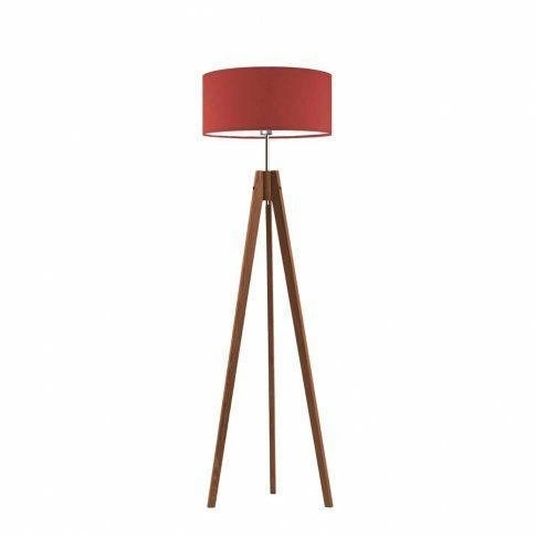 Lampa podłogowa HAITI abażur czerwony stelaż mahoniowy