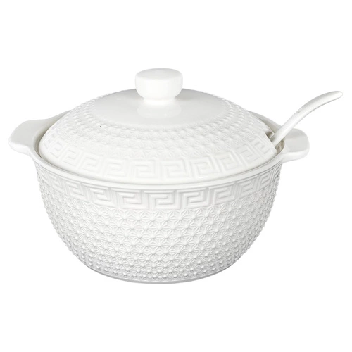 Ceramiczny zestaw do zup Intesi biały nowoczesny komplet obiadowy dla 6 osób do kuchni