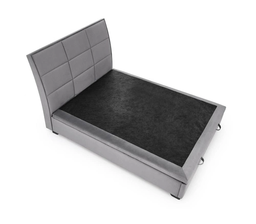 Łóżko kontynentalne Intesi 160x200 welurowe z pojemnikiem szare do sypialni