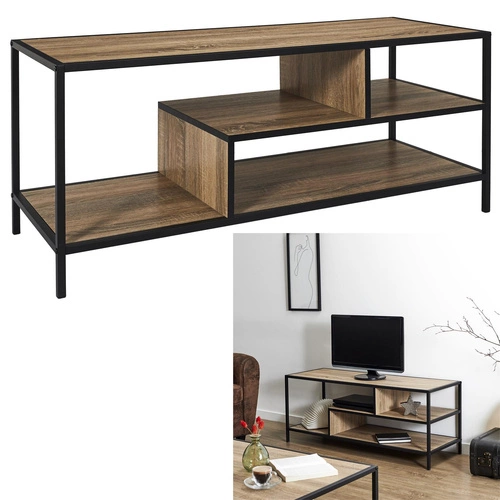 Szafka RTV loftowa Edison 110 cm stojąca industrialna do salonu drewno i metal Intesi