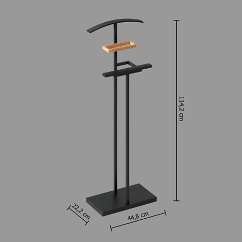 5five simply smart wieszak stojący do przedpokoju bambusowo‑metalowy z półką