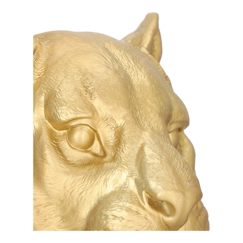 Figurka dekoracyjna lew Lion złota glamour Atmosphera na czarnej podstawie do salonu 35,5 cm