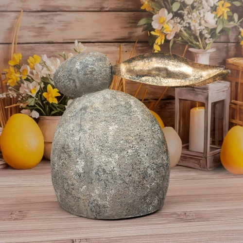 Intesi szara figurka wielkanocna królik 43 cm dekoracja do salonu i na stół z żywicy poliestrowej