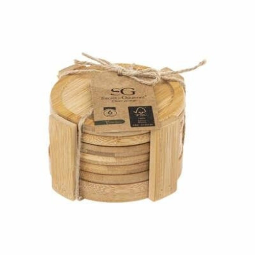 Zestaw 6 podkładek bambusowych ze stojakiem