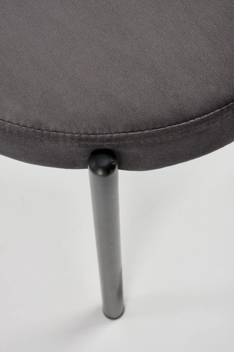 Krzesło tapicerowane welurowe Camile szare do jadalni i salonu nowoczesne na czarnych nogach